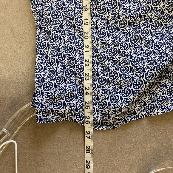 Talbots Faux Wrap Top Sz L NWT Blue White 3/4 Sleeve Tie Waist Coastal Peasant - Picture 10 of 12